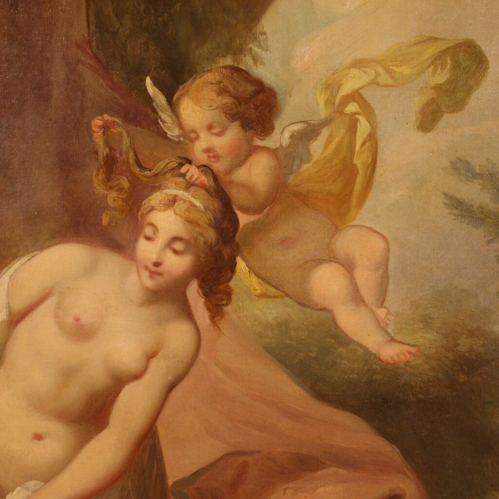 Mythological painting from 19th century, the bath of Venus