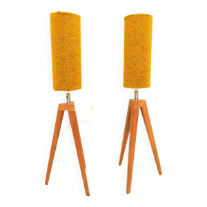 Paire de lampes en bois - teck