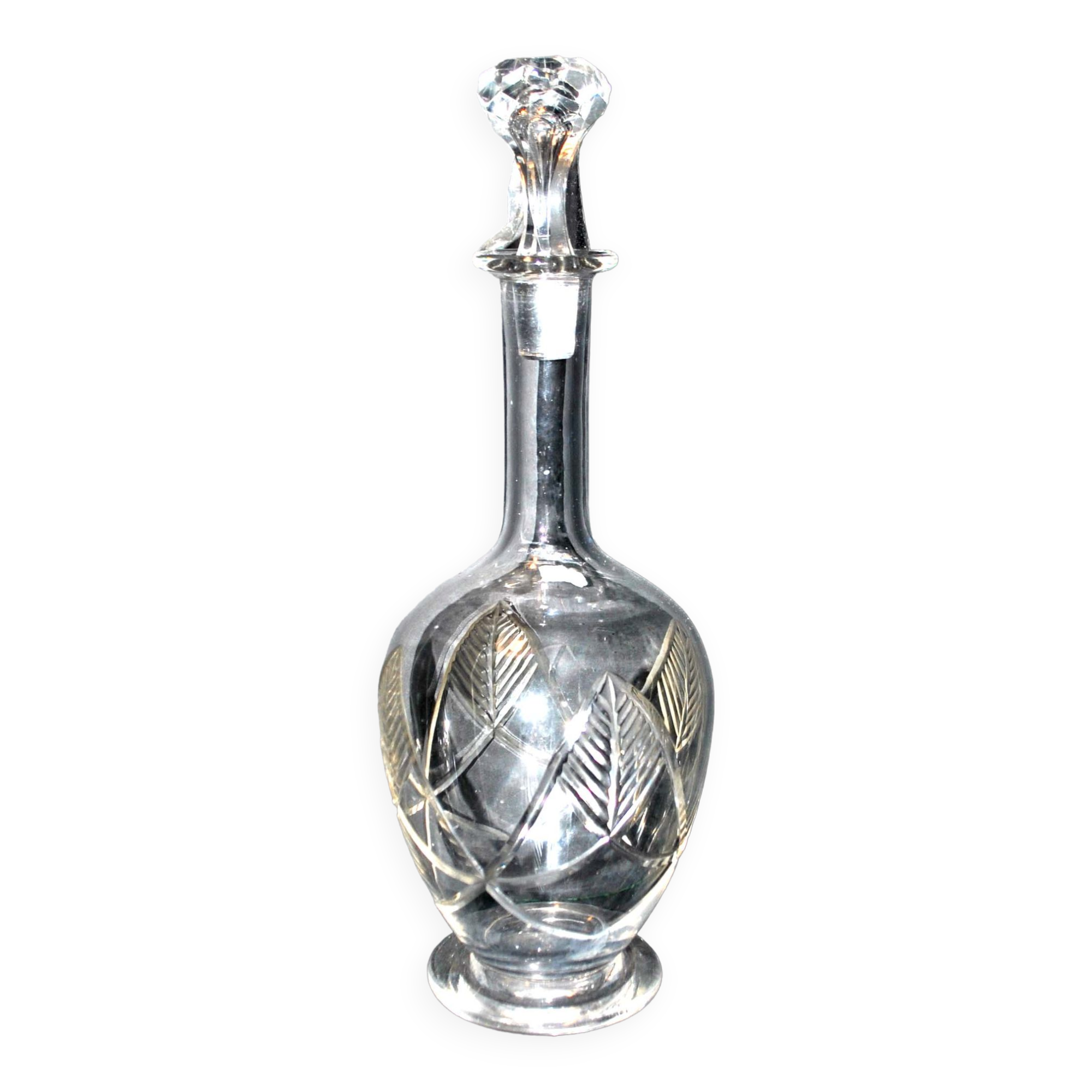 Baccarat crystal decanter aswan art deco model 1930 cut feather sheets