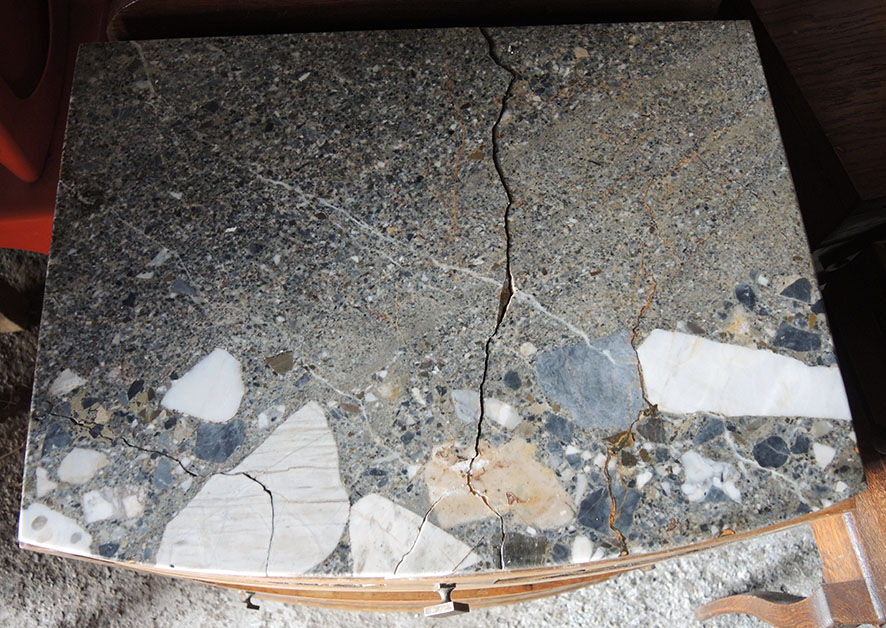 Art deco bedside table wood & marble