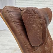 1960s, Scandinavian swivel armchair, brown furniture leather.