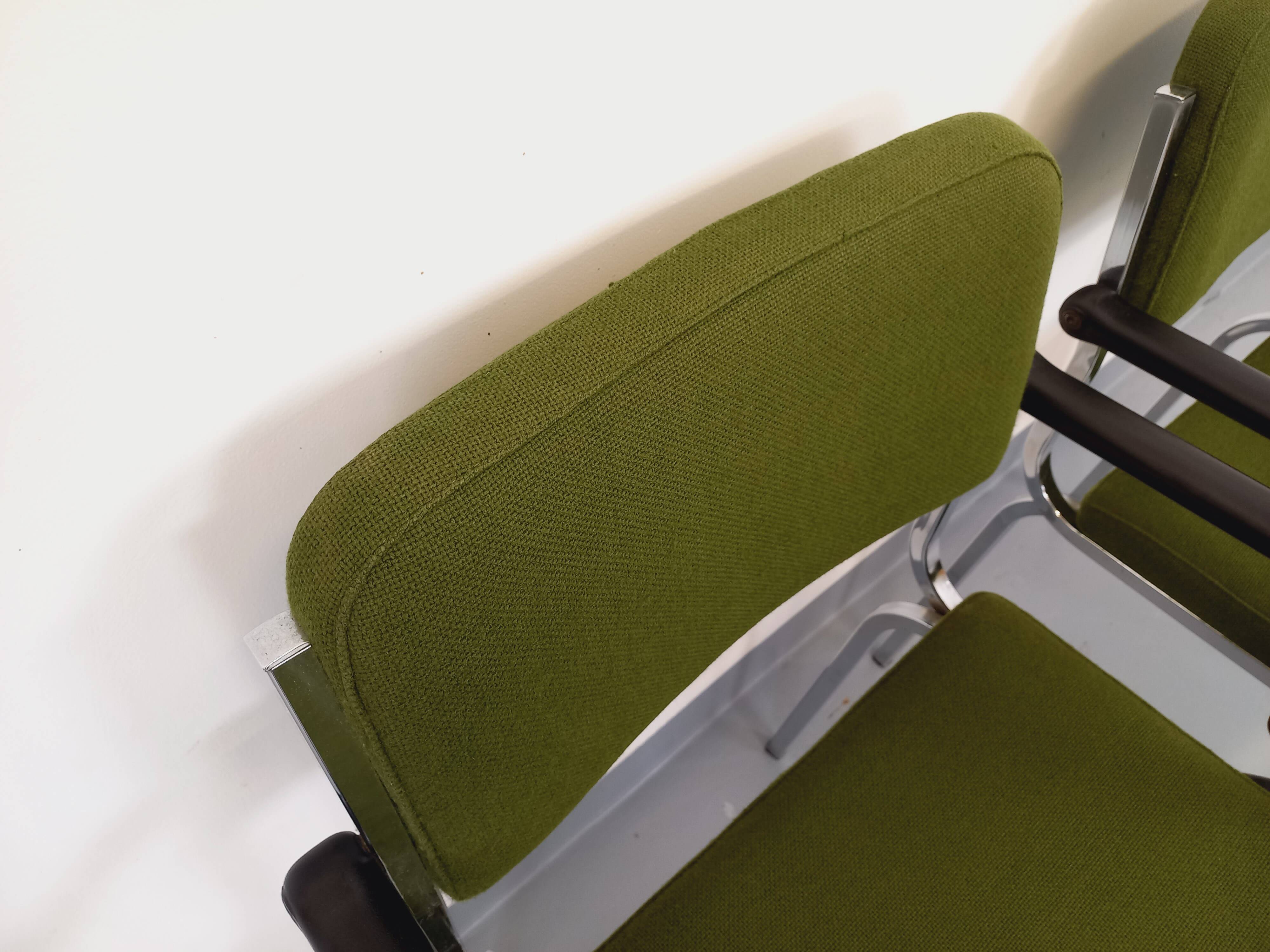 Pair of vintage fabric and chrome armchairs from the 70s