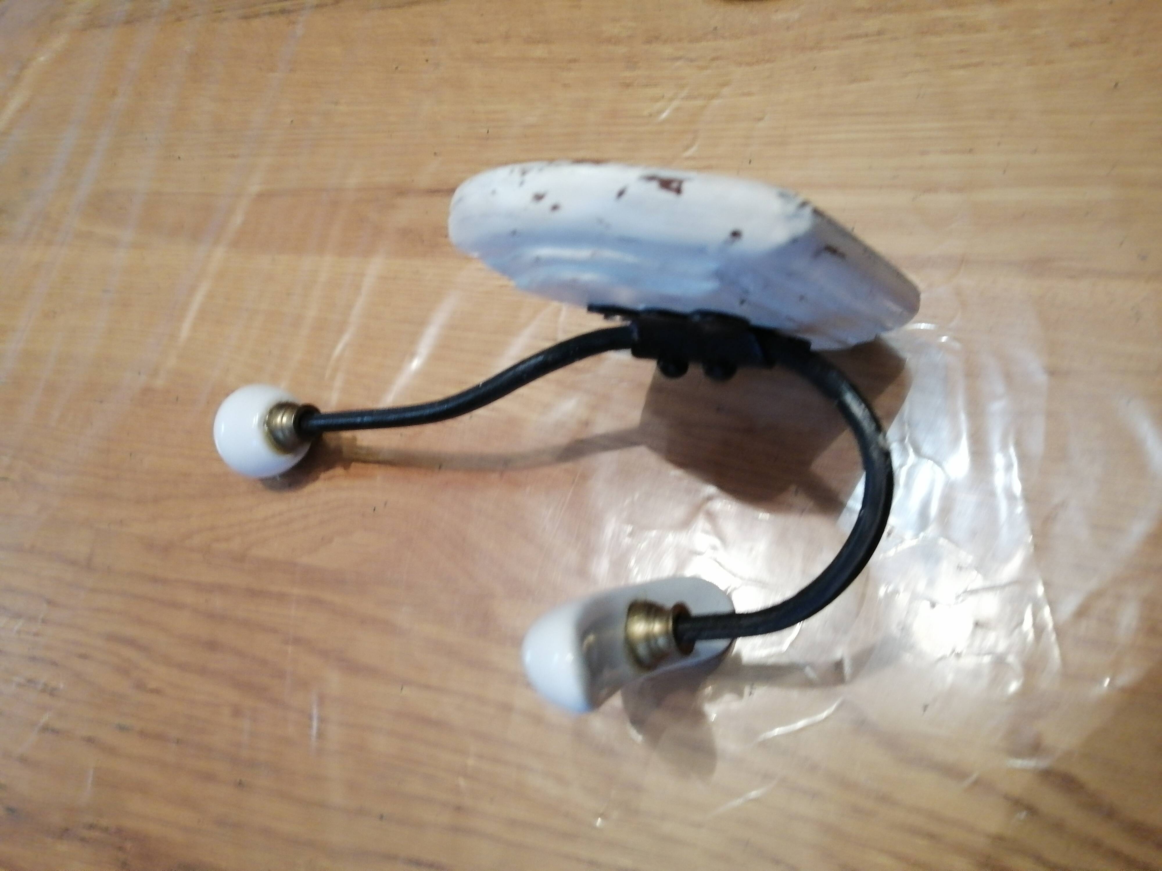 2 vintage wooden and ceramic coat hooks