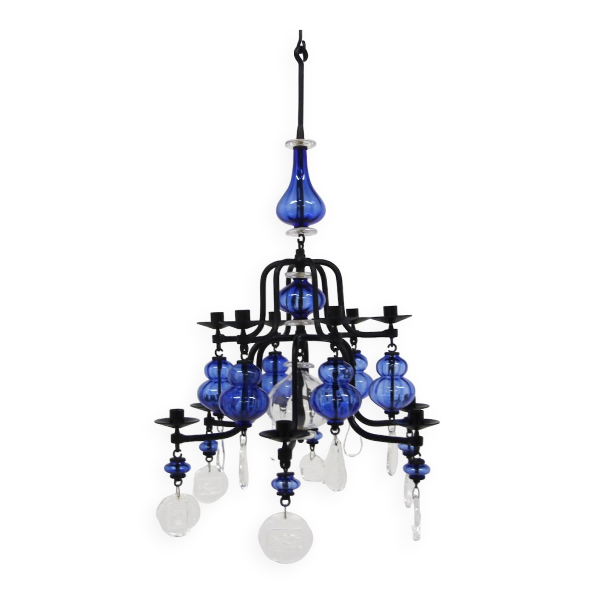 Glass chandelier, Erik Höglund, Boda Glasbruk & Smide, Sweden, 1970