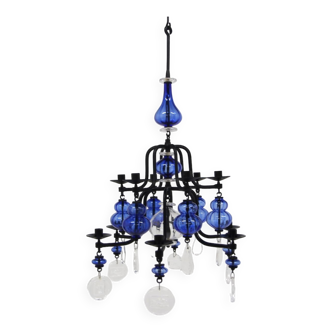 Glass chandelier, Erik Höglund, Boda Glasbruk & Smide, Sweden, 1970