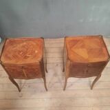 2 bedside tables with Louis XV style marquetry doors