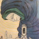 Old poster of St Anne's Church in Vallauris, Jean Marais, 1991