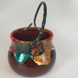 Valauris ceramic cauldron signed
