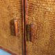 Rattan chest of drawers with one large drawer and two hinged doors - mahogany color