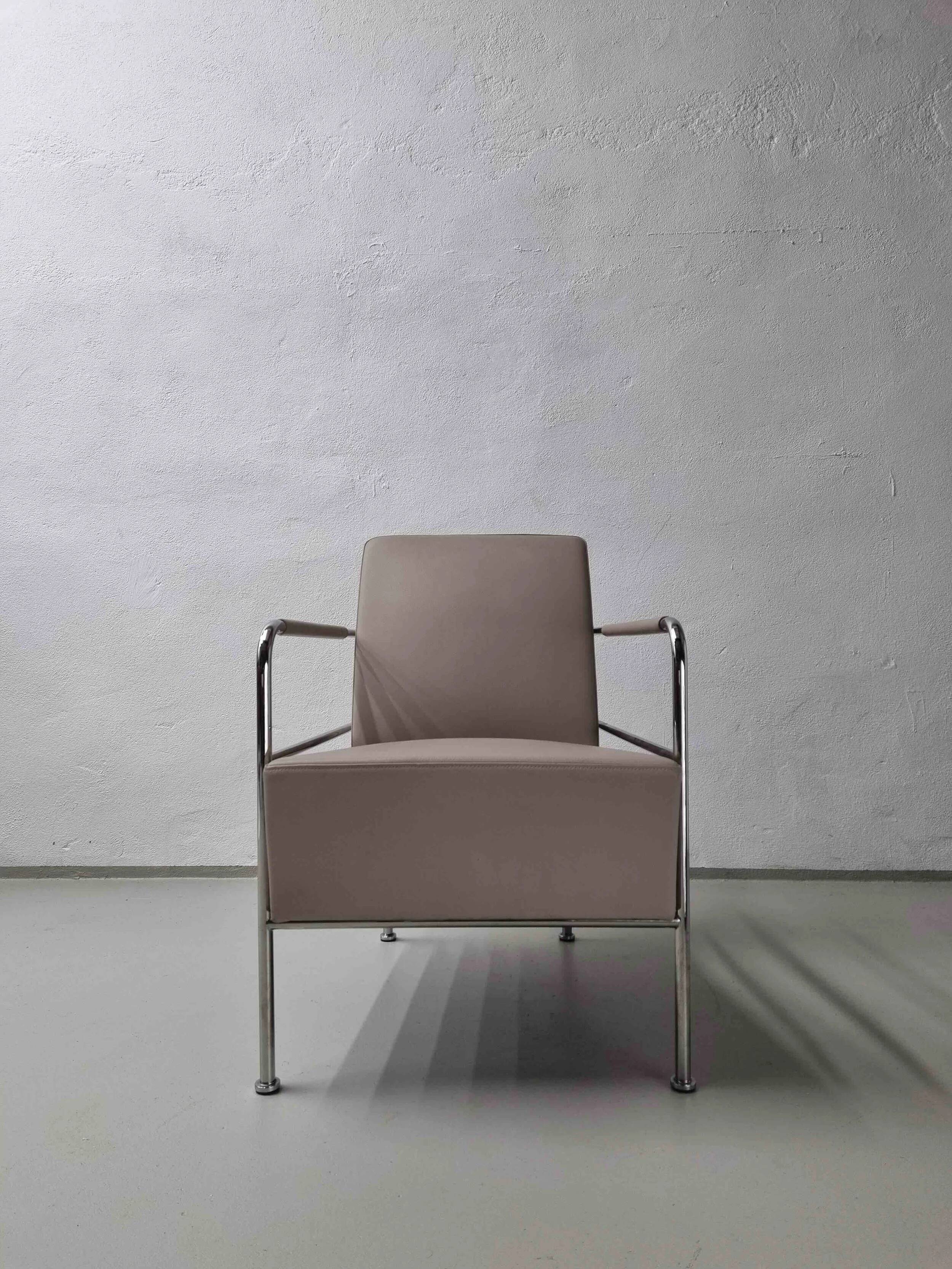 2 vintage nude leather "Cinema" easy chairs by Gunilla Allard for Lammhults | 1990s