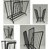 Modernist magazine holder black iron 60s