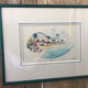 Watercolor painting nadine martinique st anne + wood frame #a224
