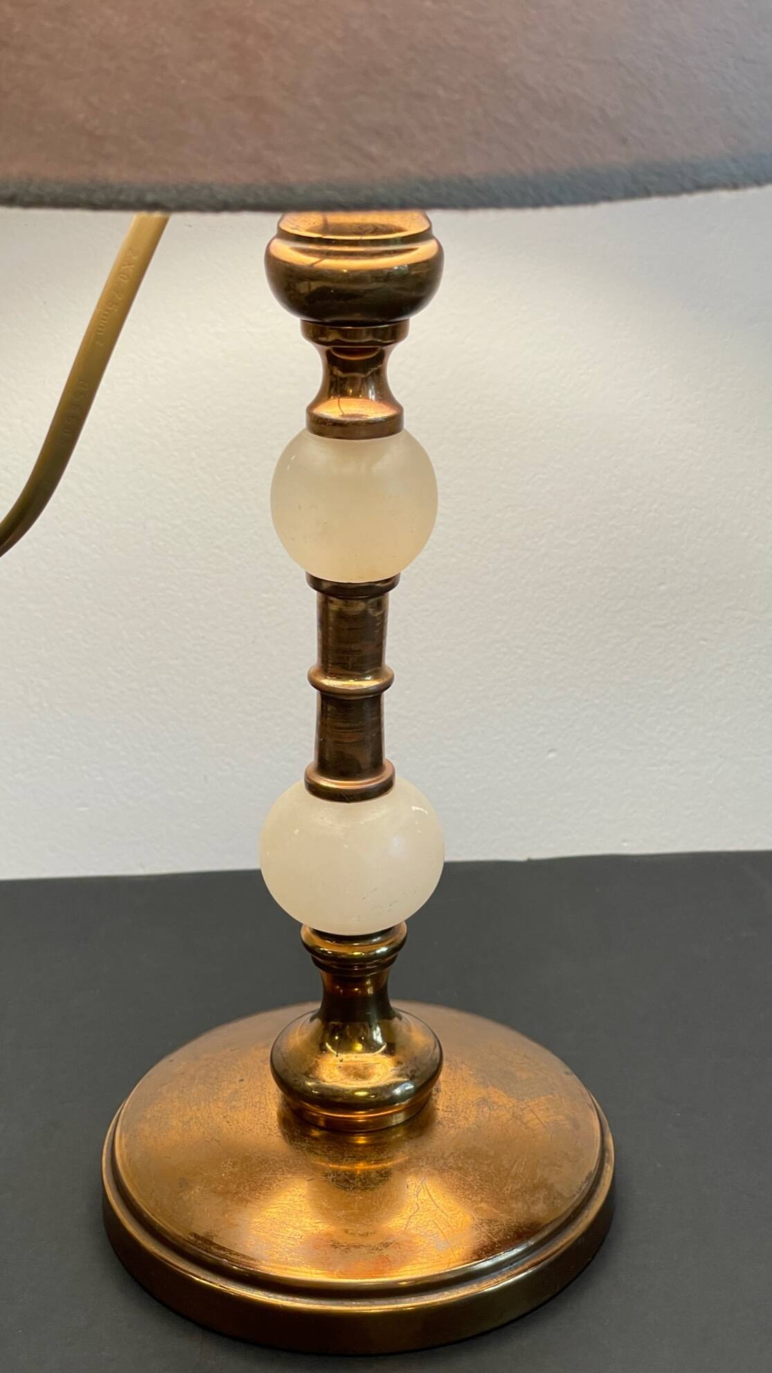 Vintage marble and velvet metal lamp