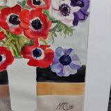 Watercolor by Michel Roubille, bouquet of flowers 1988.