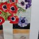 Aquarelle par Michel Roubille, bouquet de fleurs 1988.