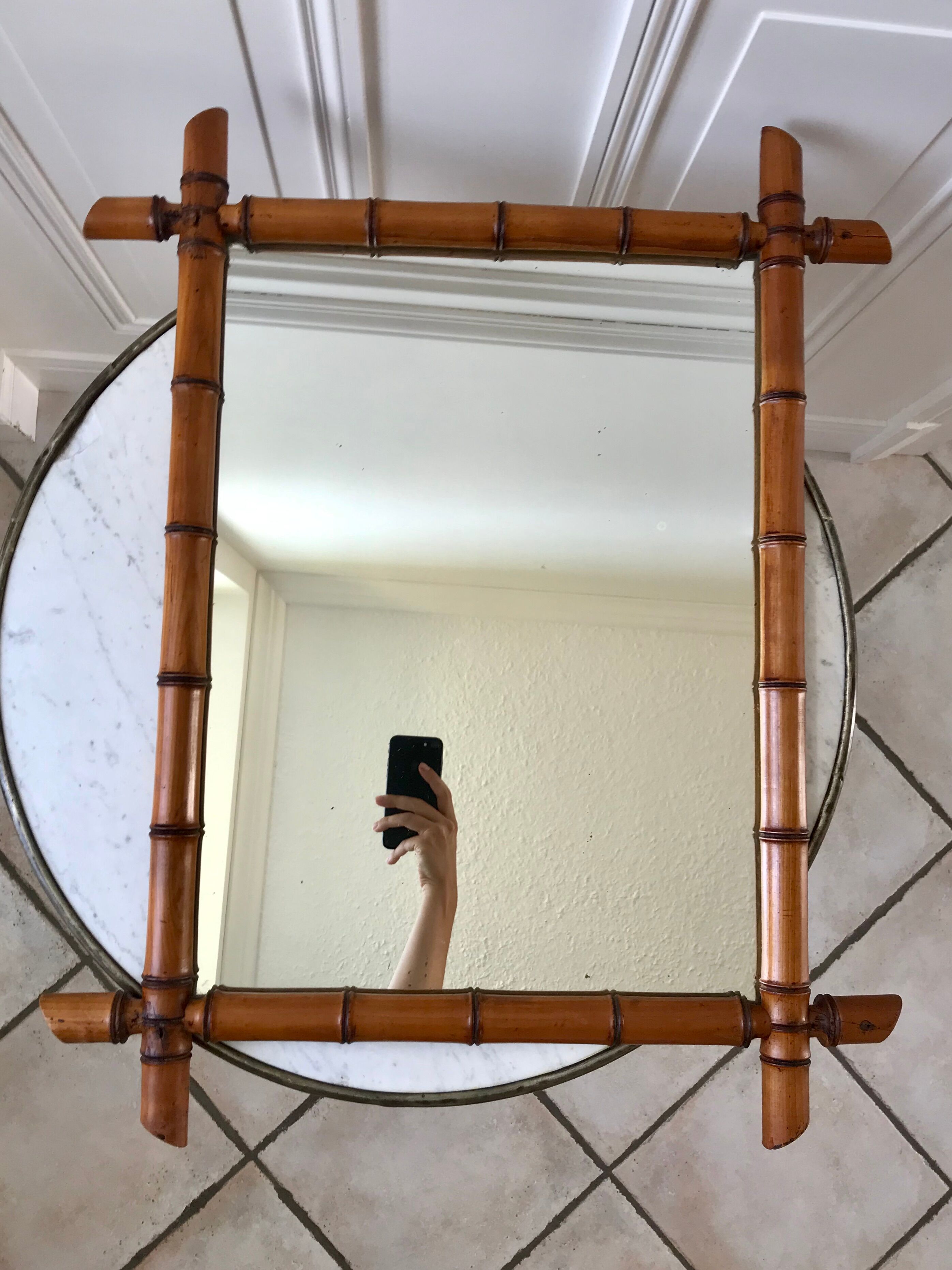 barber mirror style bamboo XXth