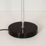 Vintage 60s table lamp with raffia shade and black marble base