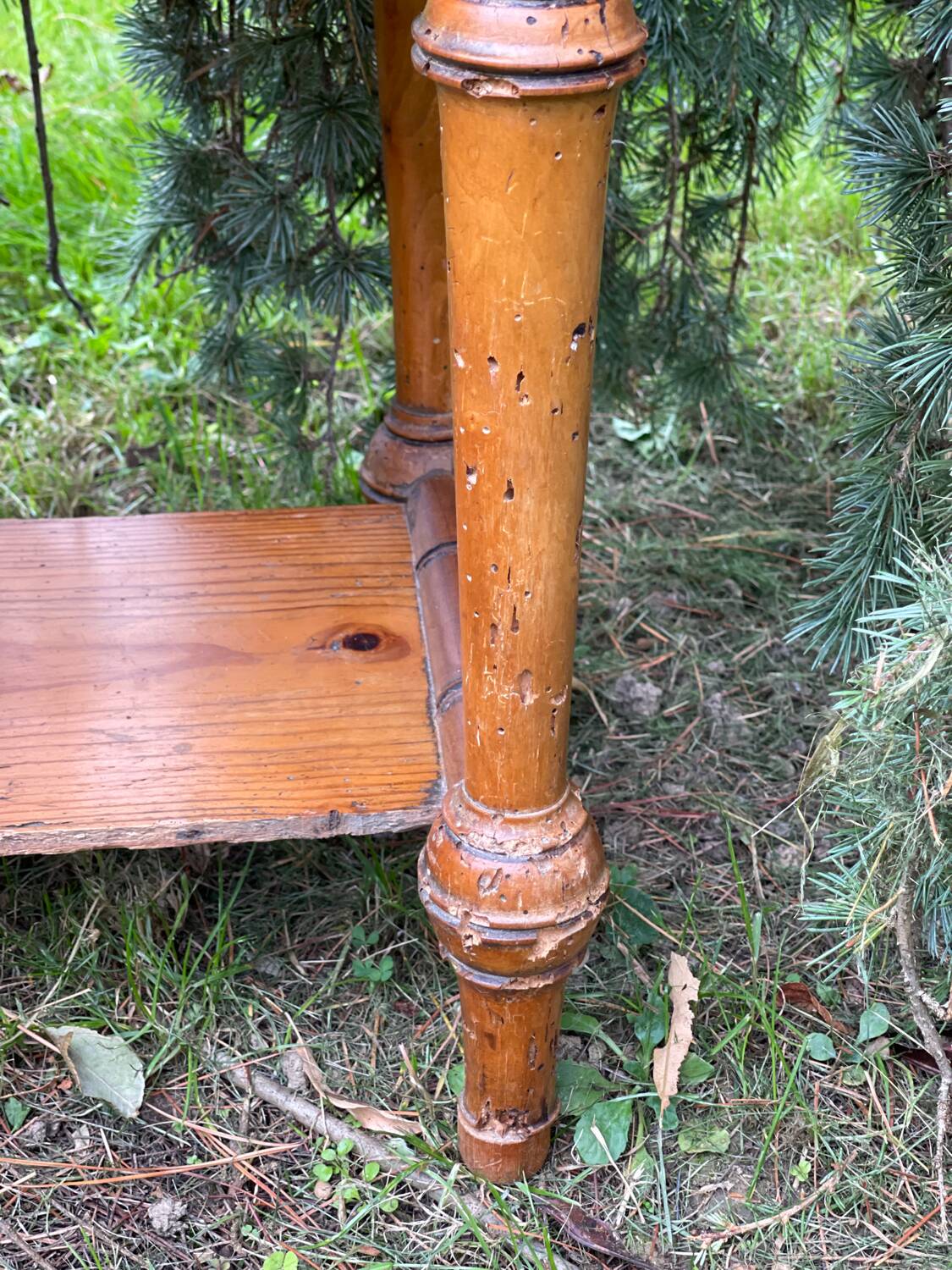 Bamboo and marble bedside table