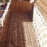 3 panières, old Wicker suitcases