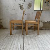 Pair of Baumann chairs beech and cannage
