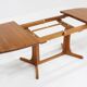 Vintage Danish oval extendable dining table solid teak 1960s