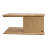 Side table signed by Jean-Claude Mahey, speckled beige wood and resin.