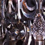 Lustre vintage ovali 12 feux design sciolari chrome métal inox space age