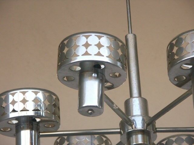 Lustre 6 lumière 1970 métal chromé