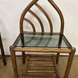 Pair of bamboo and rattan bedside tables