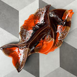 Divided plate "fish" signed Vallauris
