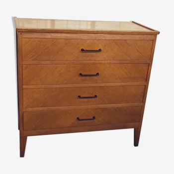 Chest of drawers of the 50s in light oak