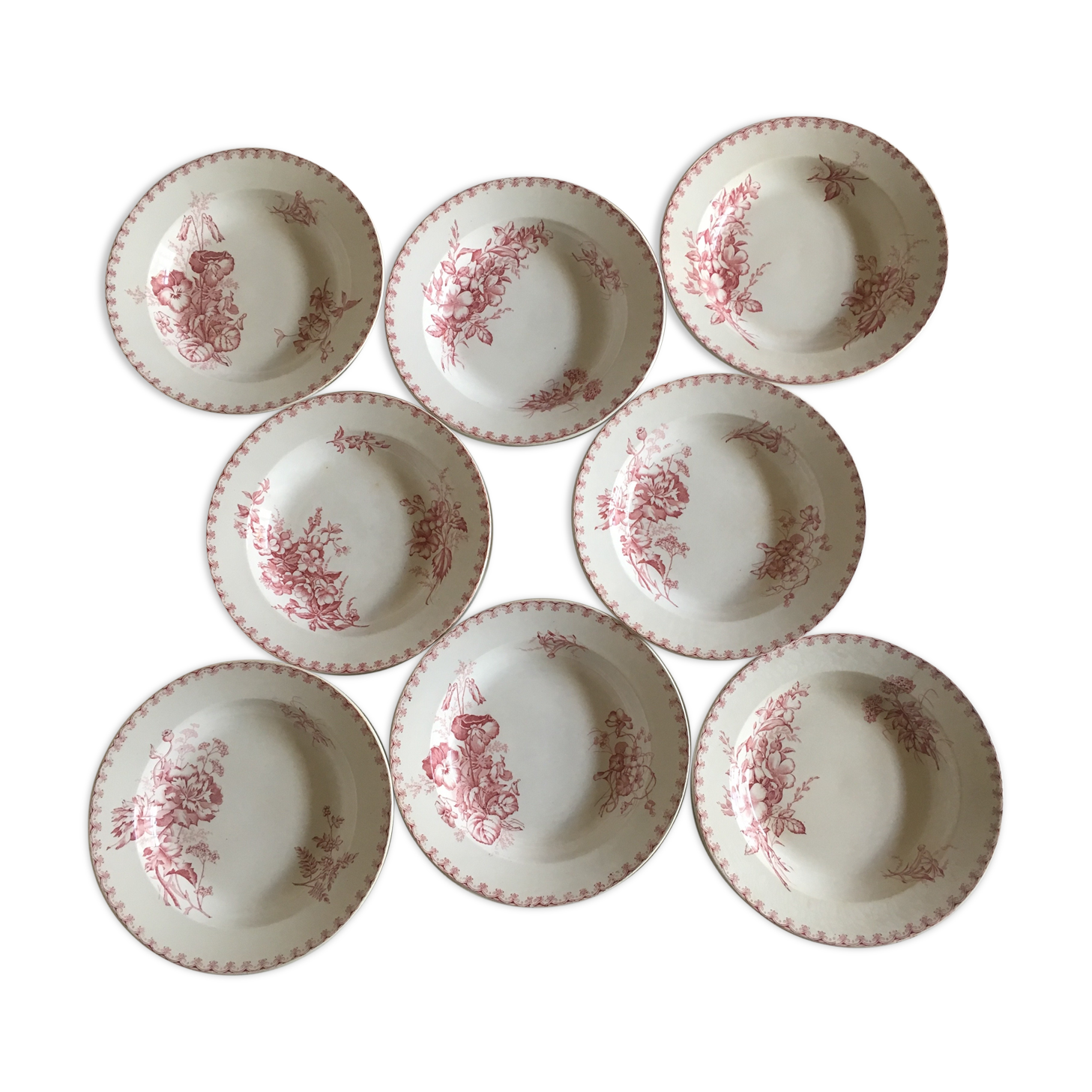Soup plates of Sarreguemines, land of iron décor Vega, early 20th