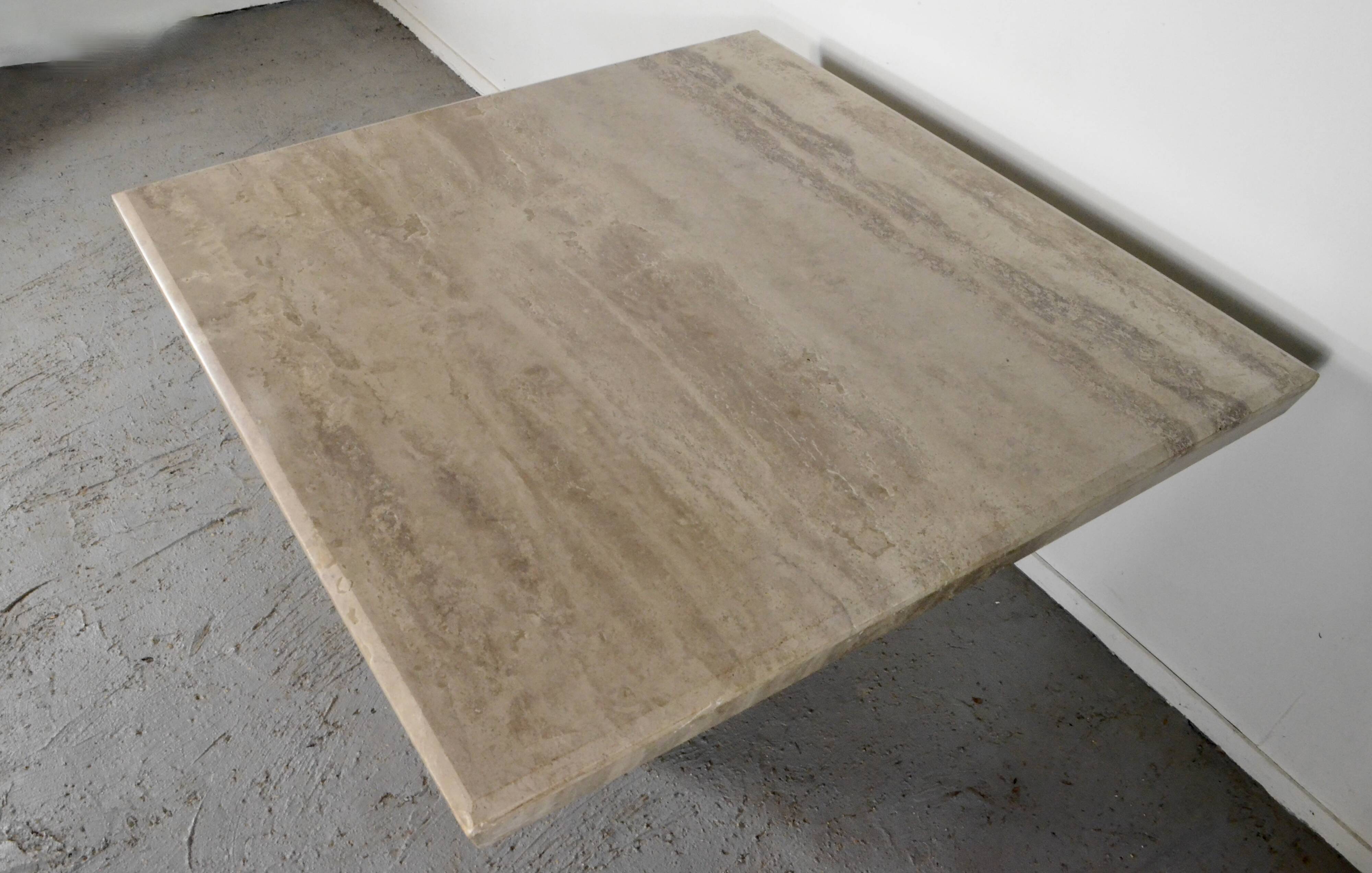 1970s Midcentury Italian Marble Minimalist Geometric Table