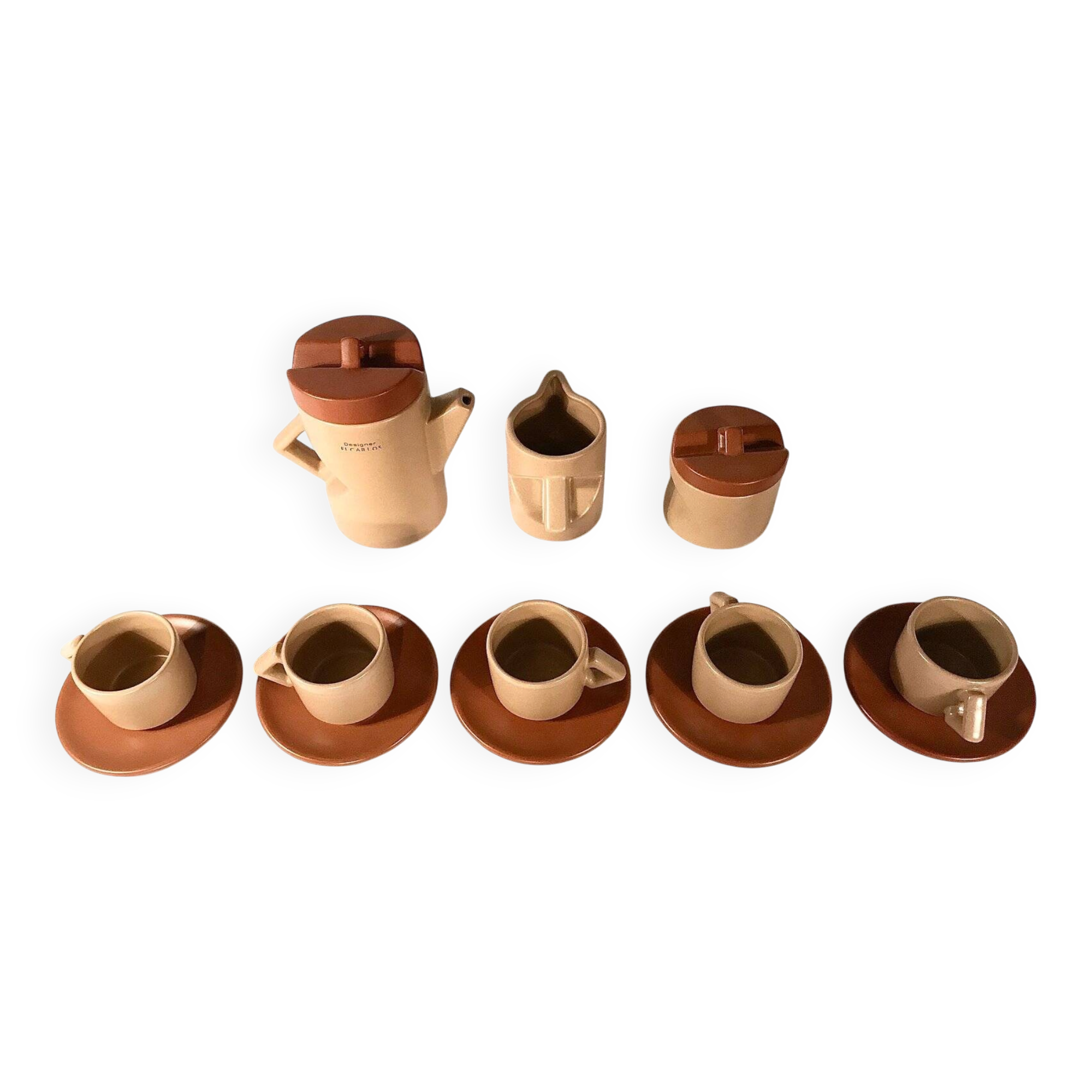 Italian ceramic coffee service set by Lusso Ceramic, 1976, Set of 13