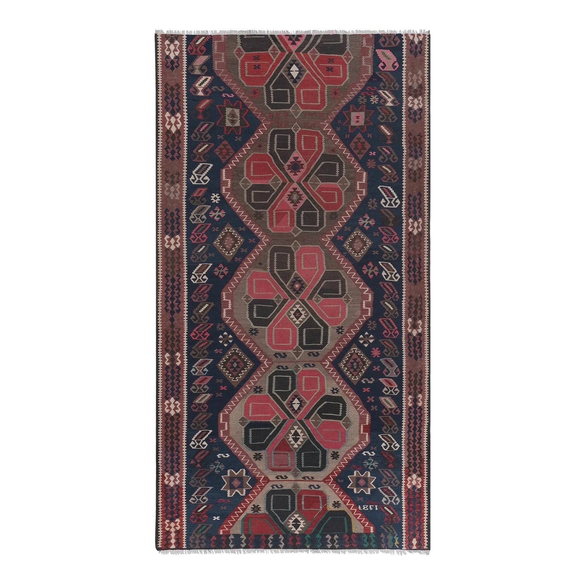 Vintage Turkish kilim, handwoven, 181x351 cm.