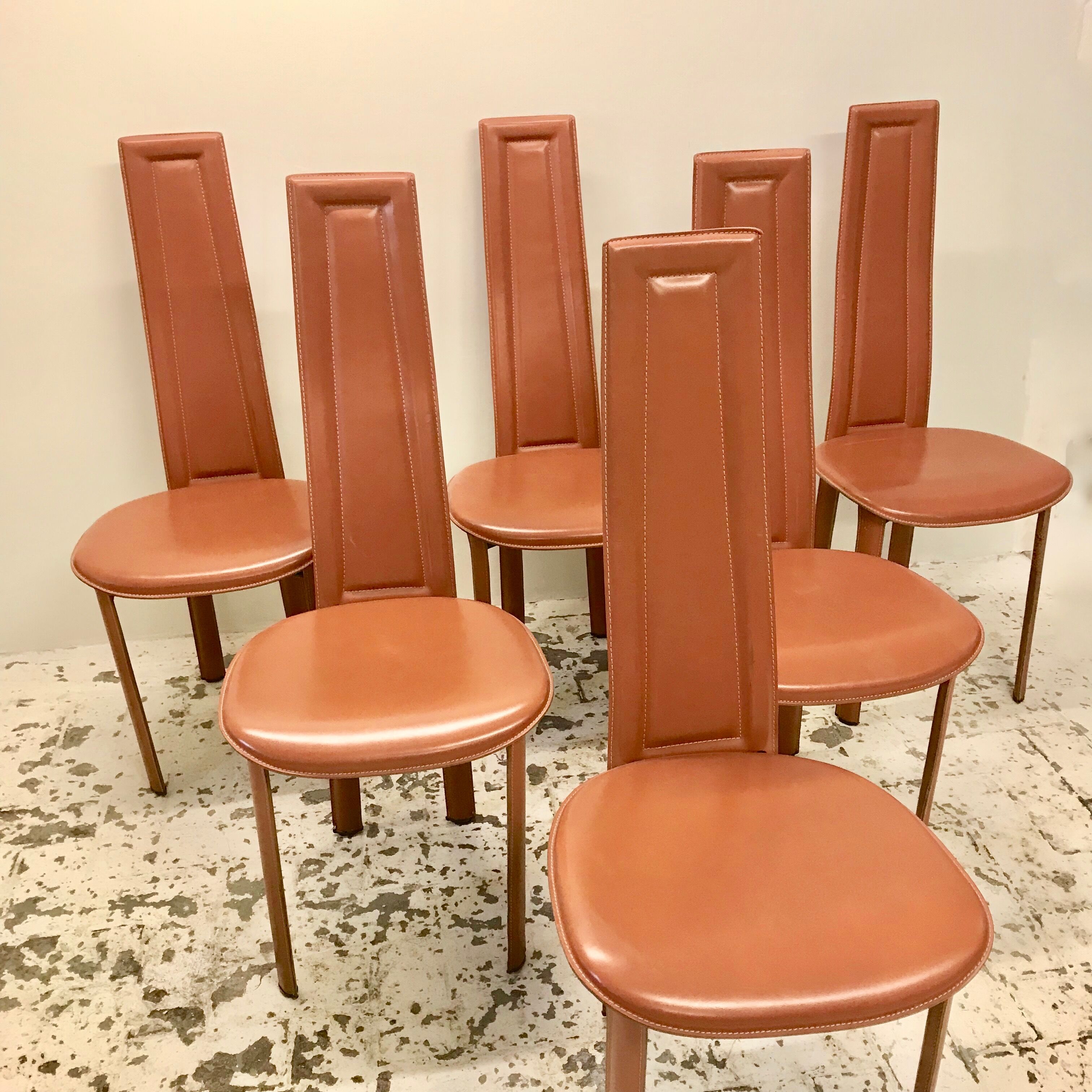 Series of 6 leather chairs