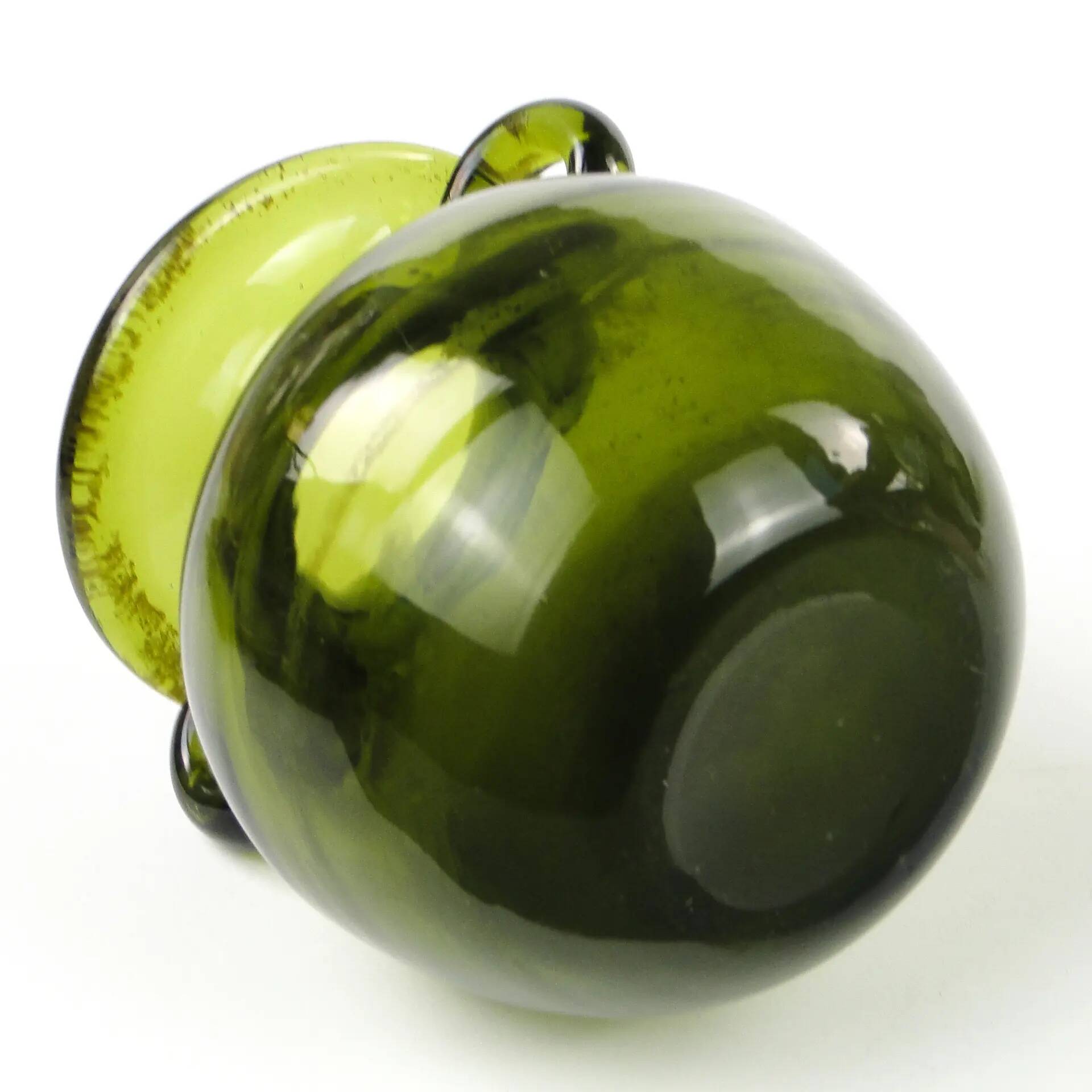 Modernist vase, olive glass, designed by J. Słuczan-Orkusz, Poland, 1970s