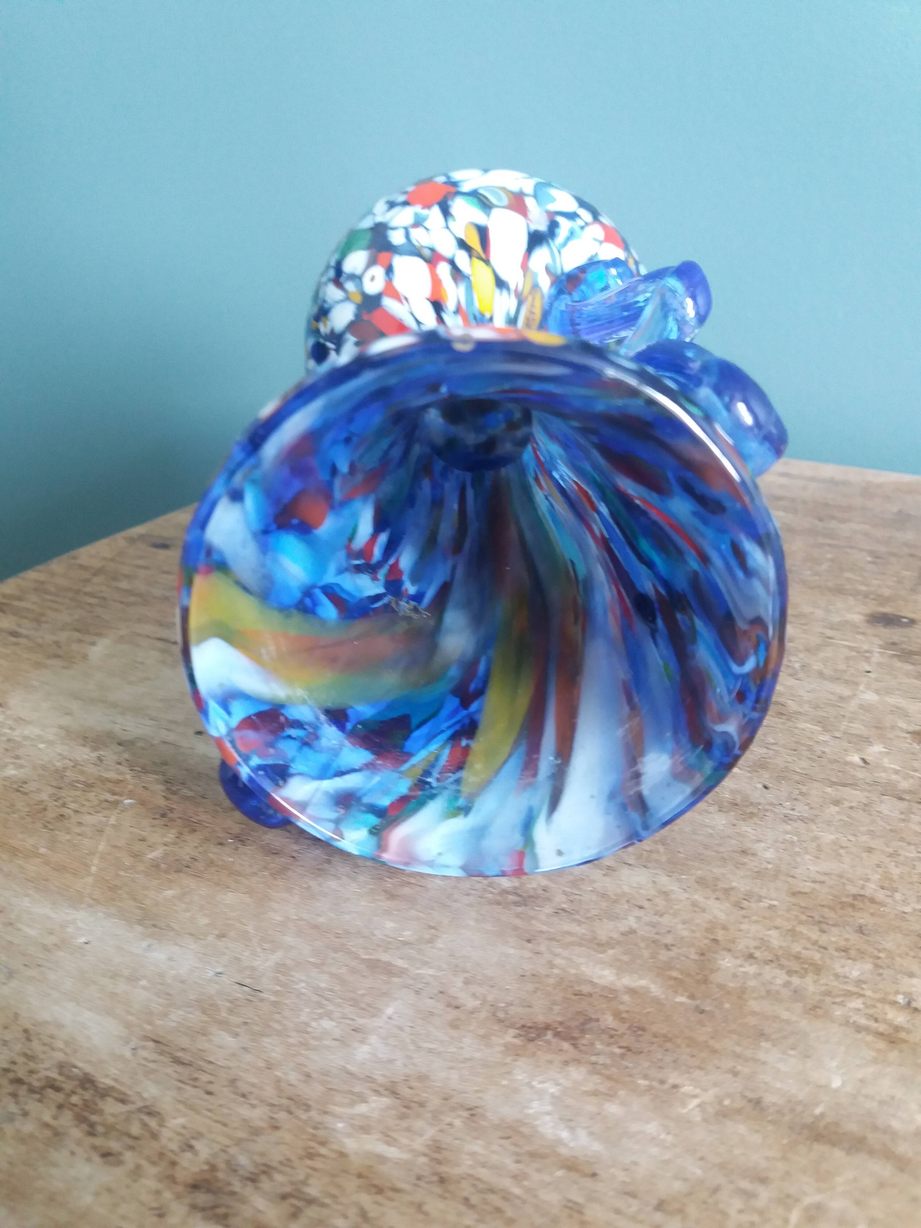 Murano polychrome blown glass vase