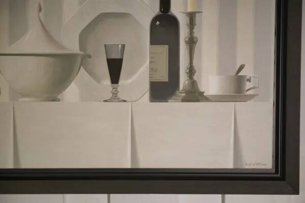 Oil painting still life The Glass of Wine by Nicolas Watine 1980