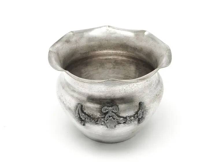 Sugar bowl, Art Nouveau, silver-plated brass, Poland, 1920s