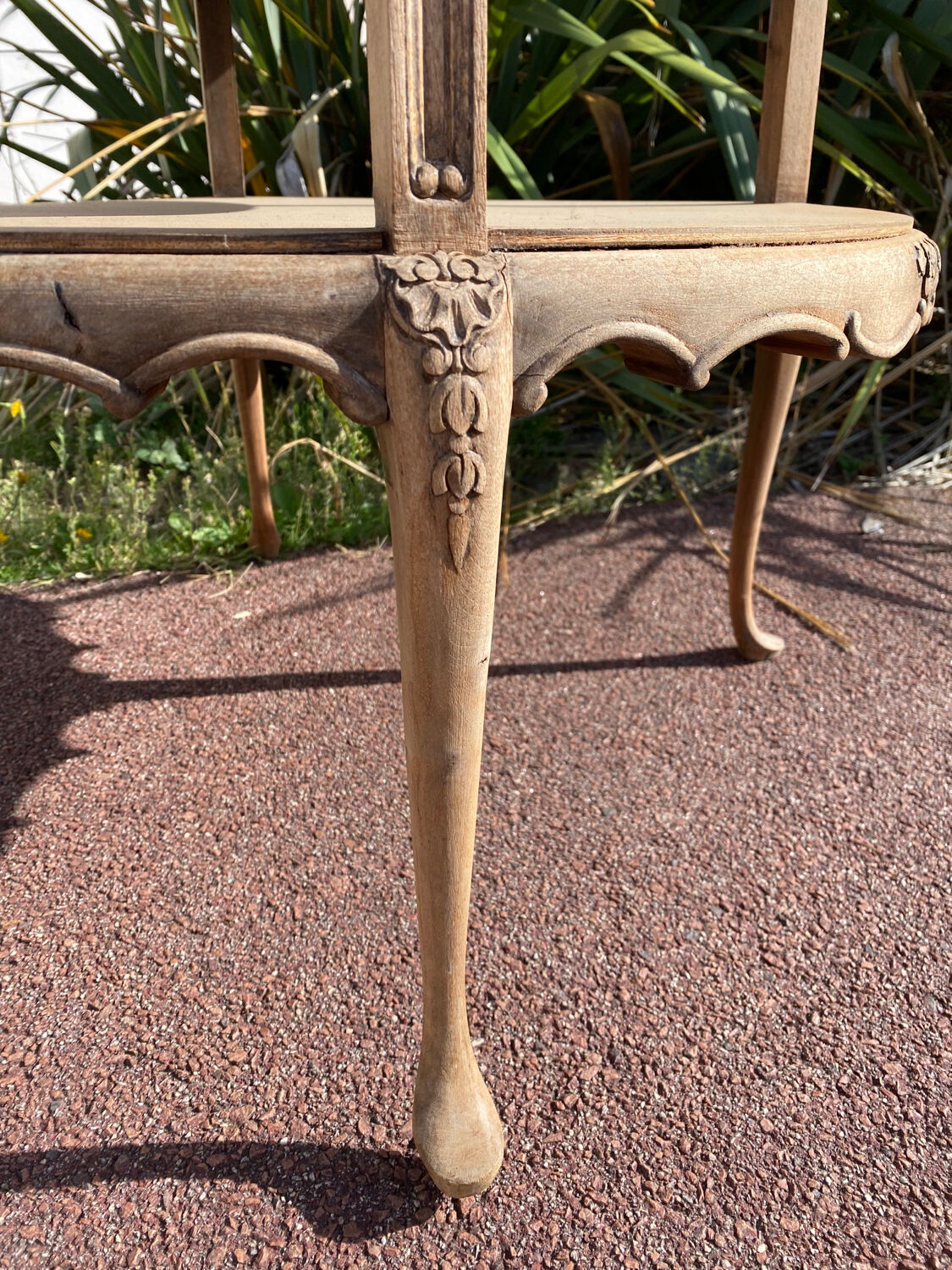 Antique chippendale style sandblasted wood coffee table