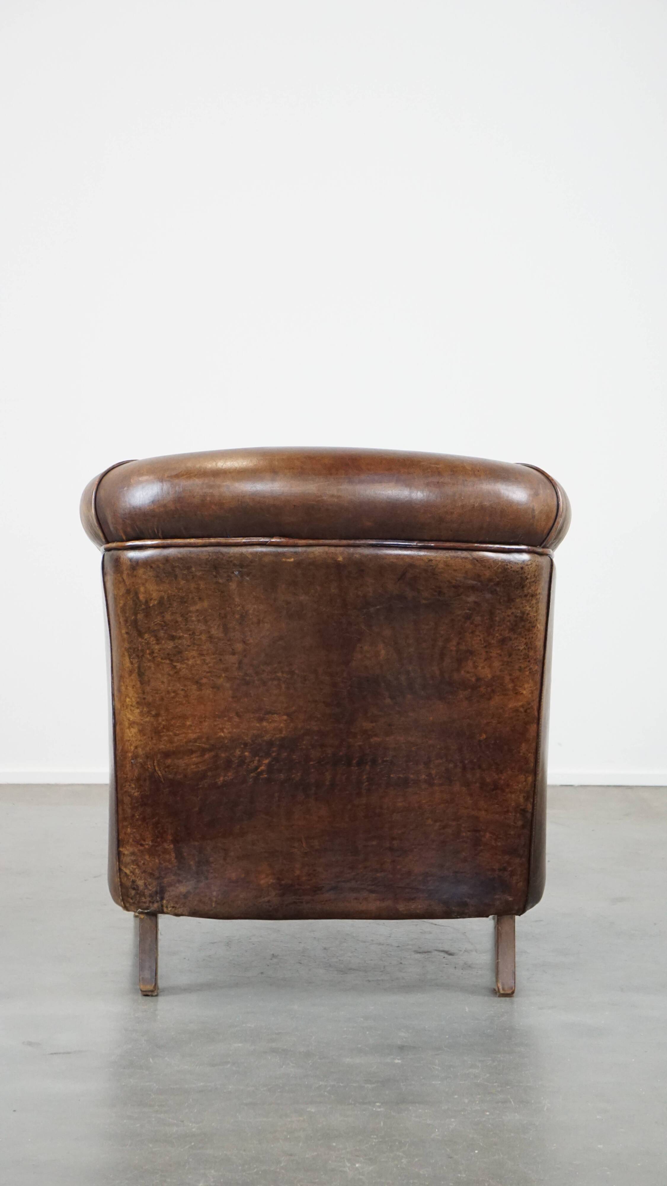 Fauteuil club en cuir de mouton
