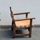 Brutalist armchair in wood and leather 60s
