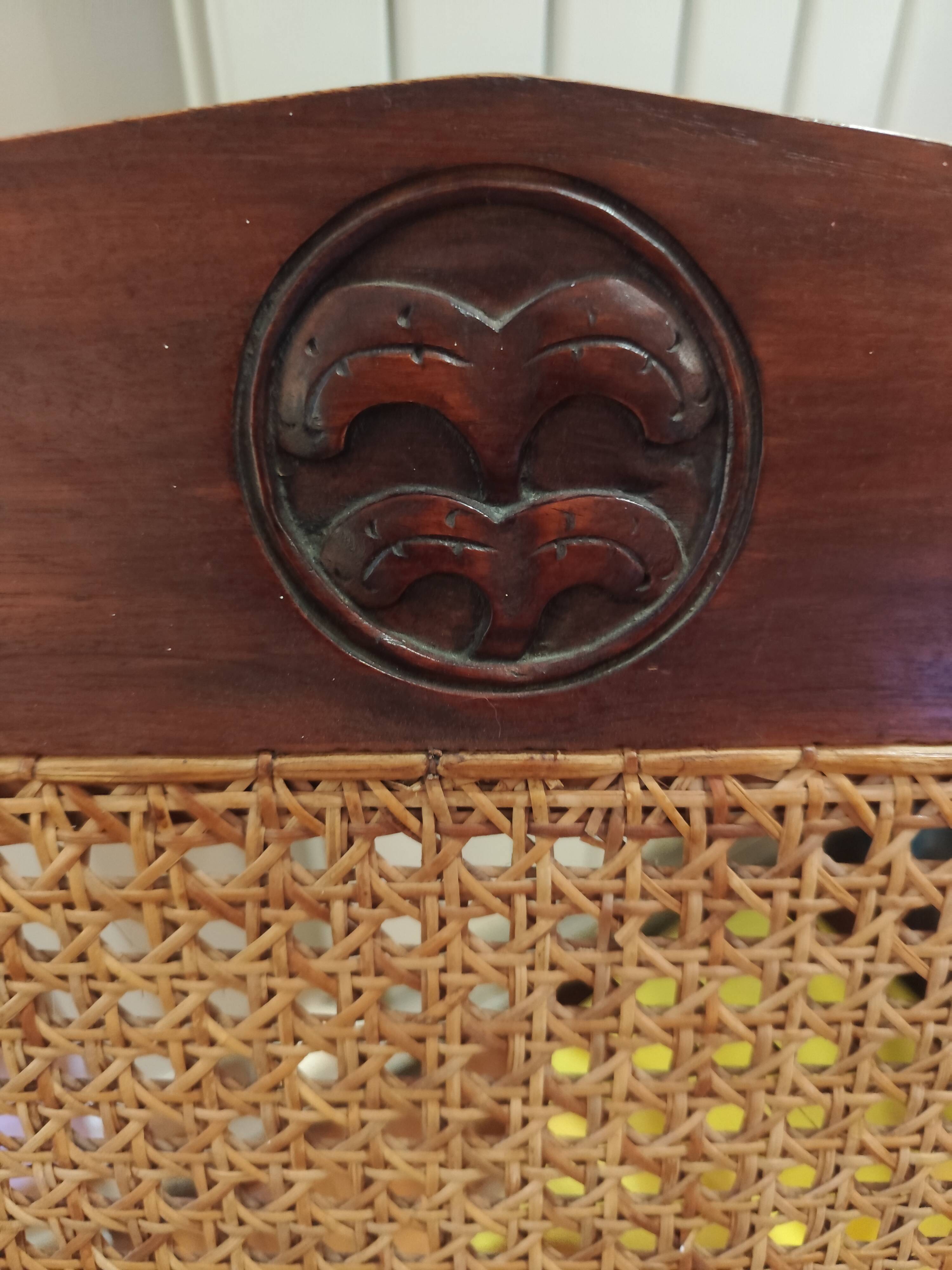 Planter's chair in wood and cane