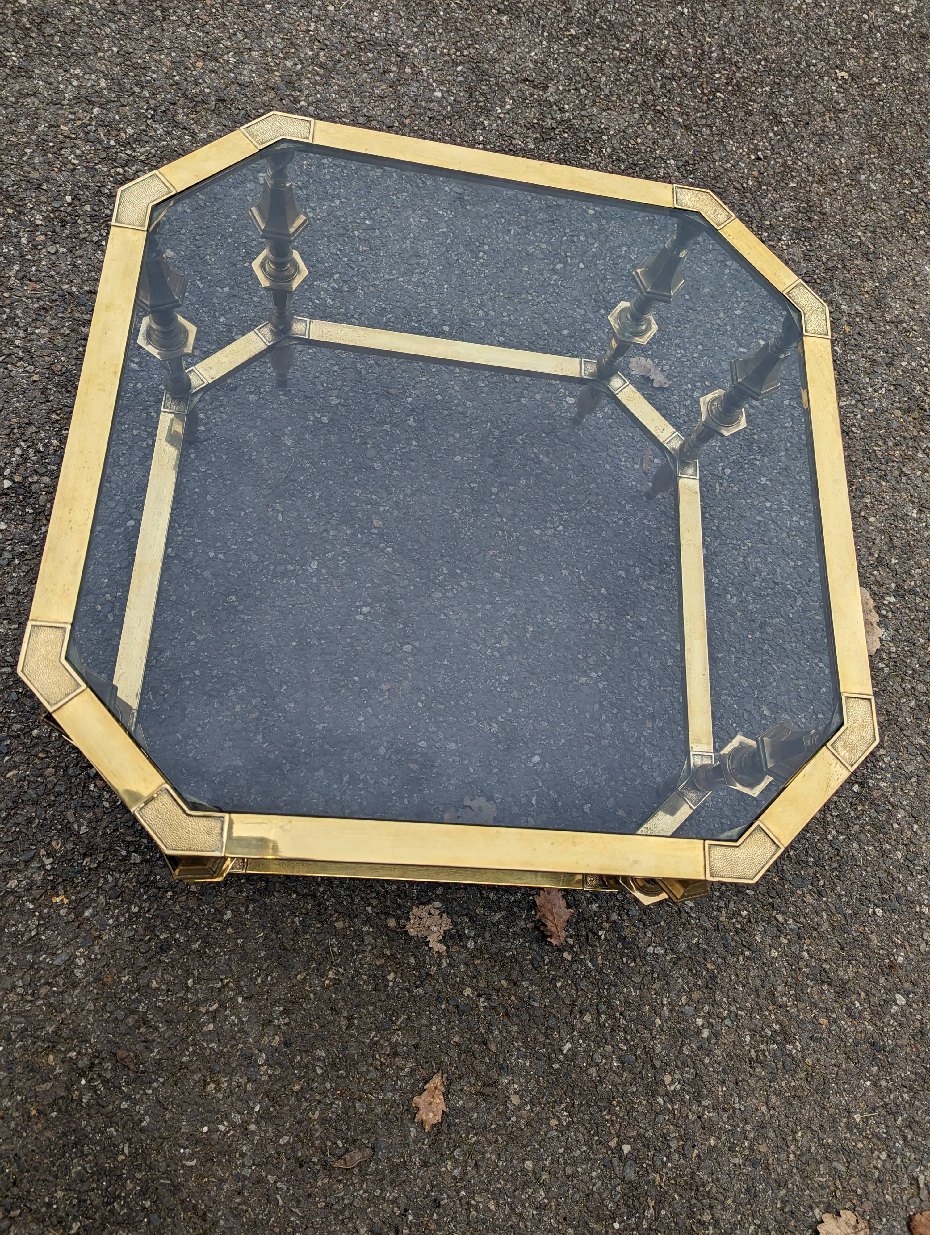 Vintage coffee table in bronze and smoked glass 70s