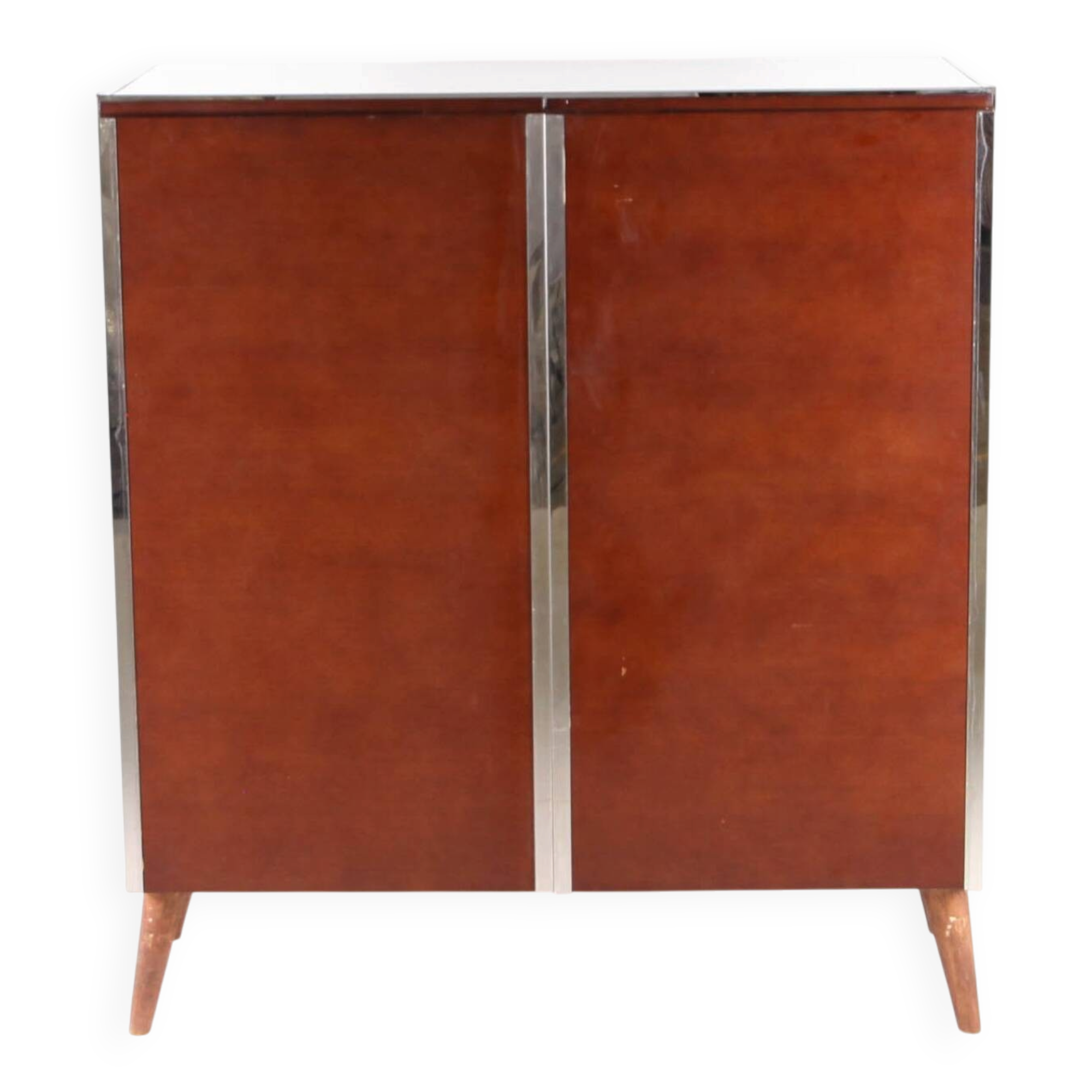 Petite armoire bois et chrome 