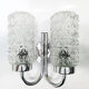 Double wall lamp 1970's chrome and glass