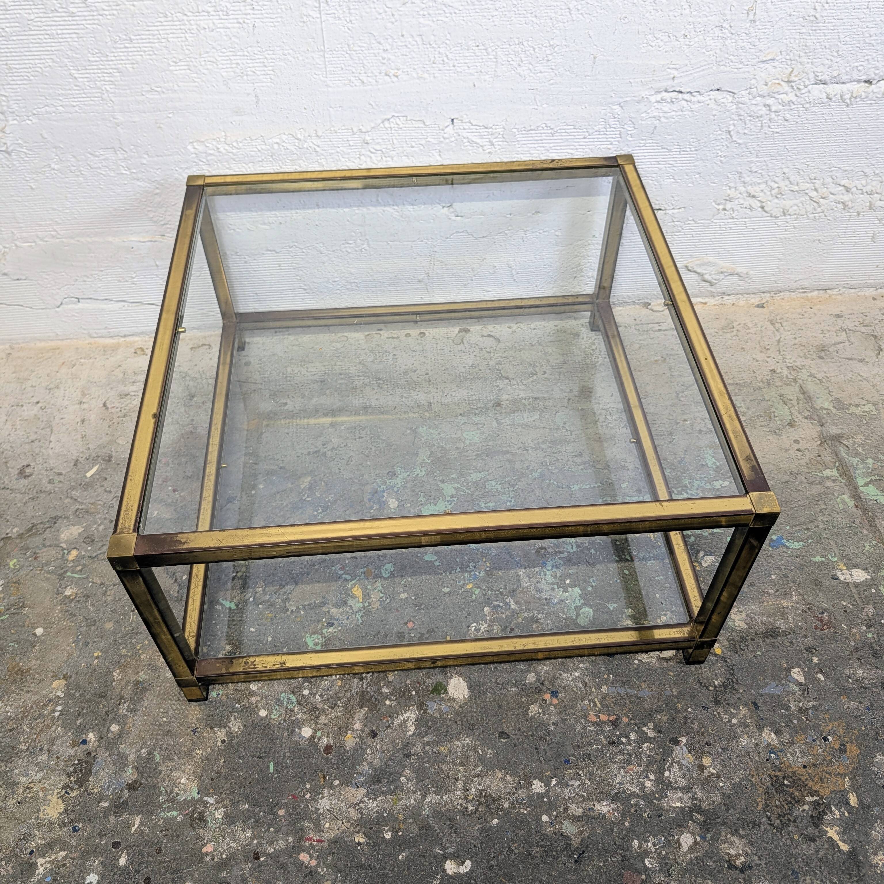Brass and glass coffee table