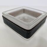 bowl empty pockets in glass with saddle-stitched leather