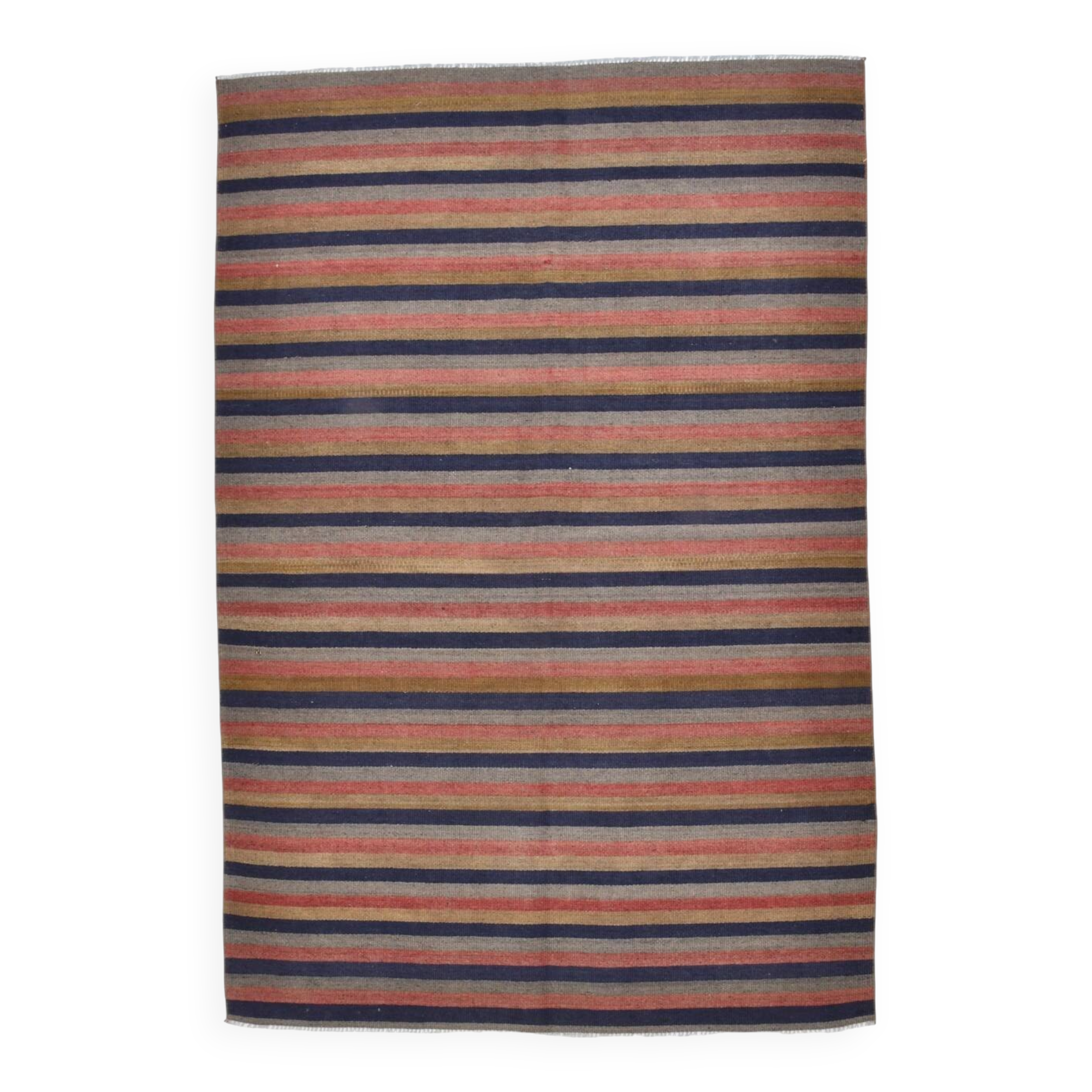 5x7 Faded Blue & Red Vintage Kilim Rug, Antique Home Decor 147x217Cm